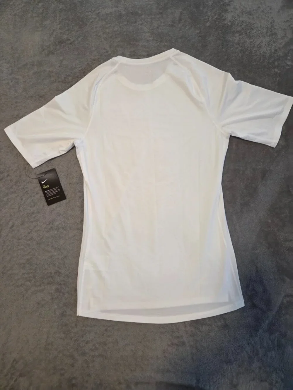 Nike Pro Men's Dri-Fit White Short Sleeve Compression Fitted Training Shirt Sz L - Picture 8 of 9